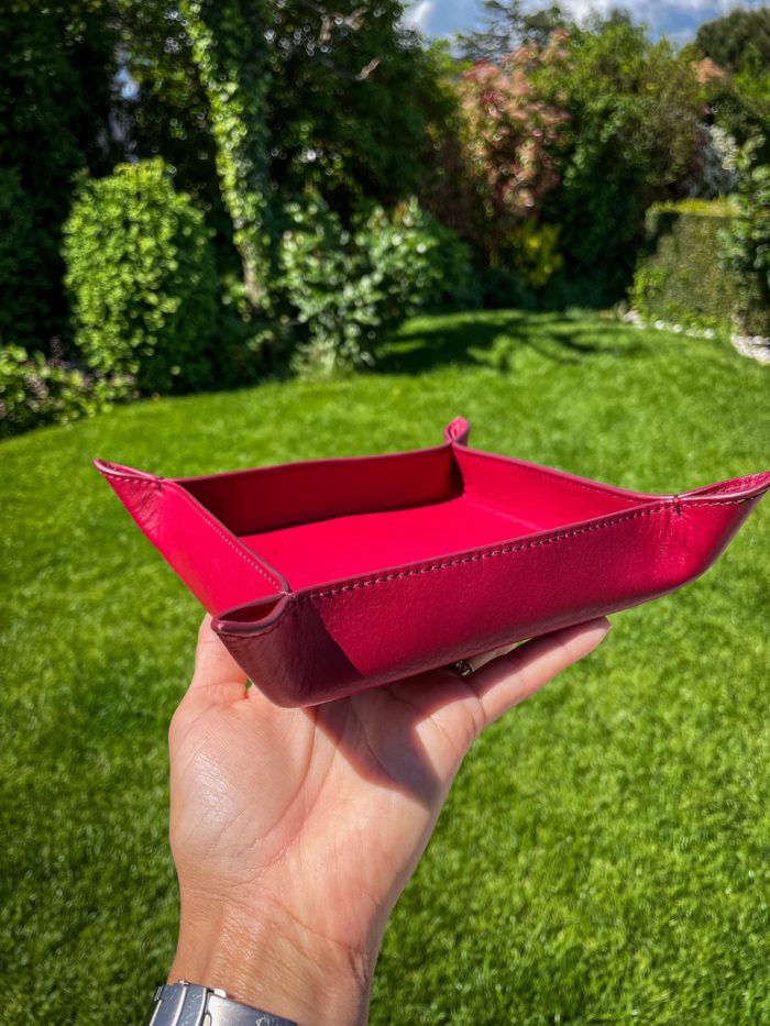 Vide poche cuir rouge